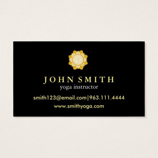 Modern Minimalist Black Lotus Yoga Instructor Business Card