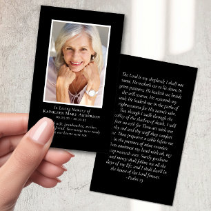 Modern Minimalist Black Memorial Prayer Card