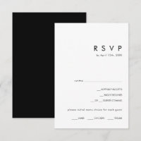 Modern Minimalist | Black Menu Choice RSVP Card