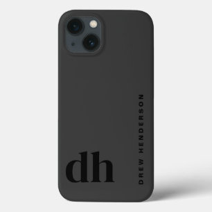 Modern Minimalist Black Monogram  iPhone 13 Case