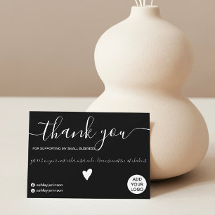 Modern minimalist black on white order thank you card