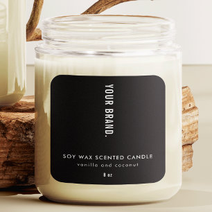 Modern Minimalist Black Packaging Candle Jar Label