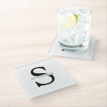 Modern Minimalist Black Personalised Name Glass Coaster<br><div class="desc">Modern Minimalist Black Personalised Name</div>
