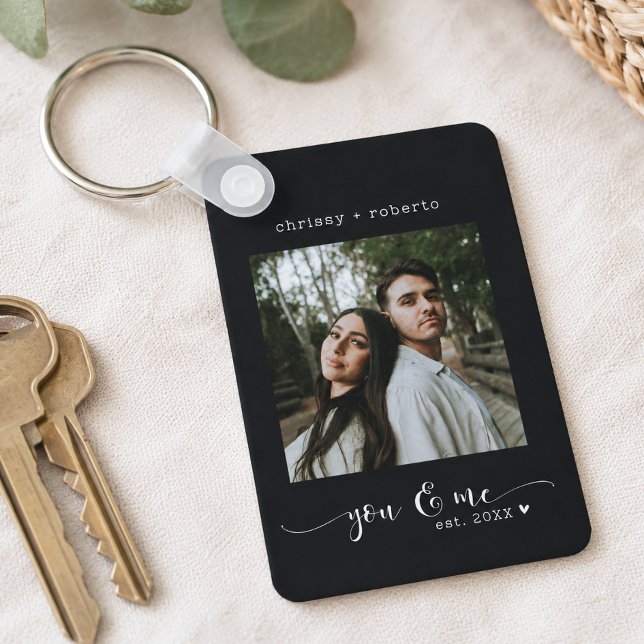 Modern Minimalist Black Photo Script Key Ring (Creator Uploaded)