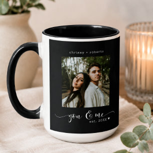 Modern Minimalist Black Photo Script Mug