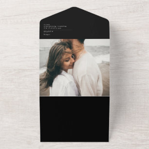 Modern Minimalist Black   Photo Seal And Send All In One Invitation