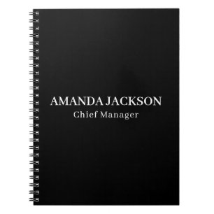 Modern Minimalist Black Professional Trendy Notebook