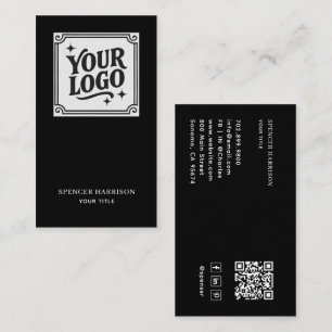 Modern Minimalist Black QR Code Logo Social Media Business Card