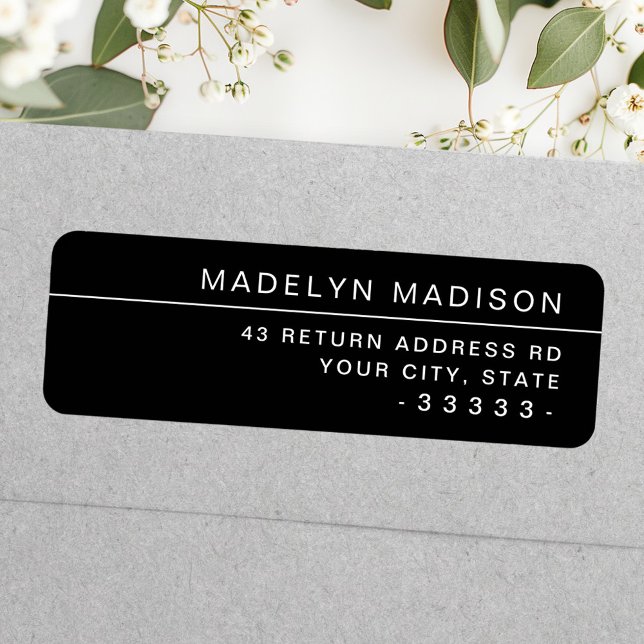 Modern minimalist black return address label (Modern minimalist black return address label)