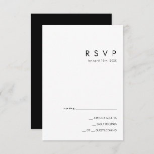 Modern Minimalist   Black RSVP Card