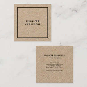 Modern minimalist black rustic kraft professional square business card