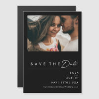 Modern Minimalist | Black Save The Date Magnet