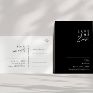 Modern Minimalist   Black Save The Date Postcard