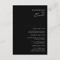 Modern Minimalist | Black Schedule of Events Card