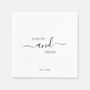 Modern Minimalist Black Script Wedding Napkin