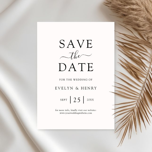 Modern Minimalist Black Script Wedding Save The Date (Creator Uploaded)