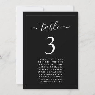 Modern Minimalist Black Seating Chart Table Card