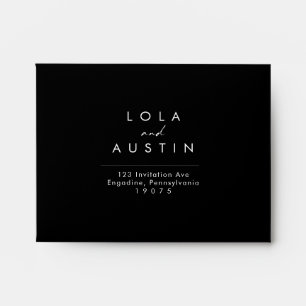 Modern Minimalist   Black Self-Addressed RSVP Envelope
