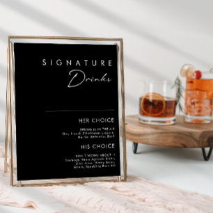Modern Minimalist   Black Signature Drinks Sign