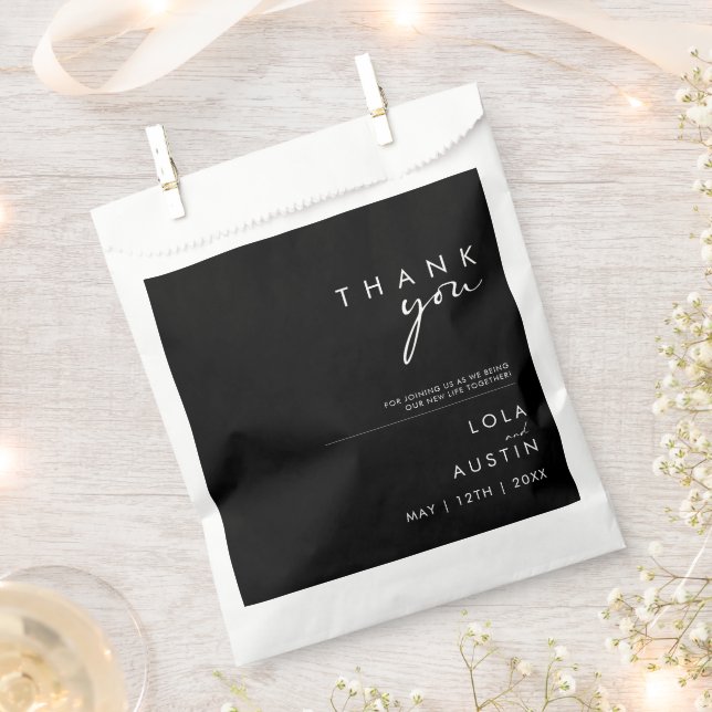 Modern Minimalist | Black Thank You Favour Bag (Clipped)