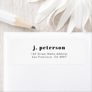 Modern Minimalist Black Typography Return Address Label