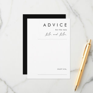 Modern Minimalist   Black Wedding Advice Card