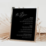 Modern Minimalist Black Wedding Bar Menu<br><div class="desc">Designed to coordinate with for the «Pure» Wedding Invitation Collection. To change details,  click «Details». To move the text or change the size,  font,  or color,  click «Edit using Design Tool». View the collection link on this page to see all of the matching items in this beautiful design.</div>