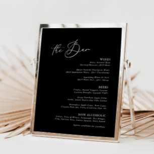 Modern Minimalist Black Wedding Bar Menu