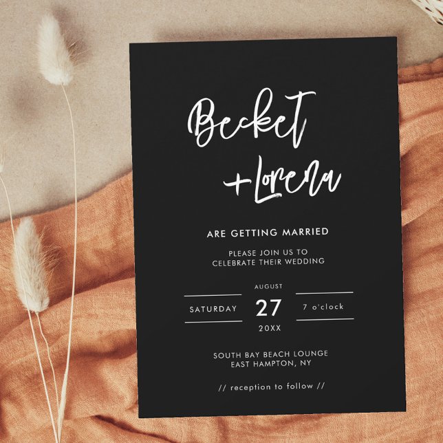 Modern minimalist black wedding invitation (Creator Uploaded)