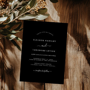 Modern Minimalist Black Wedding   Invitation