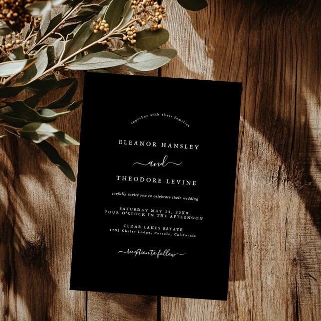 Modern Minimalist Black Wedding   Invitation (Creator Uploaded)