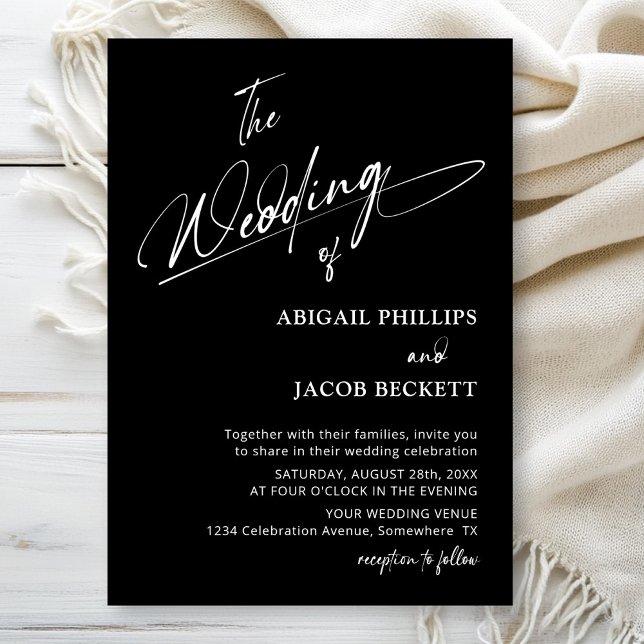 Modern Minimalist Black Wedding Invitation (Creator Uploaded)