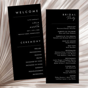 Modern Minimalist Black Wedding Program