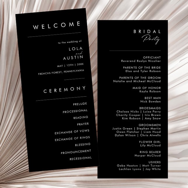 Modern Minimalist | Black Wedding Program (Creator Uploaded)