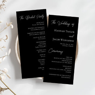 Modern Minimalist Black Wedding Program