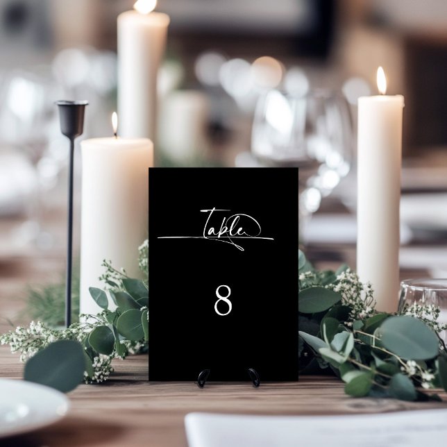 Modern Minimalist Black Wedding Table Number (Creator Uploaded)