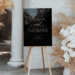 Modern Minimalist Black Wedding Welcome Acrylic Sign<br><div class="desc">This romantic black acrylic wedding welcome sign exudes an air of luxury and sophistication. The gloss of this unique sign adds a touch of modern elegance to your ceremony and reception spaces, effortlessly complementing various wedding themes and styles. Its minimalist and subtle design showcases only the bride and groom's names,...</div>