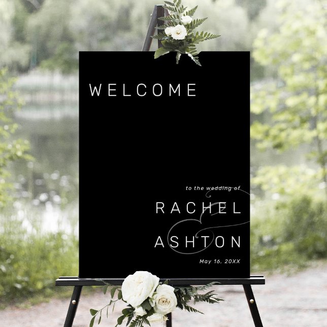 Modern Minimalist Black Wedding Welcome Sign (Creator Uploaded)