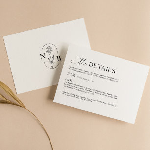 Modern Minimalist Black White Boho Wedding Enclosure Card