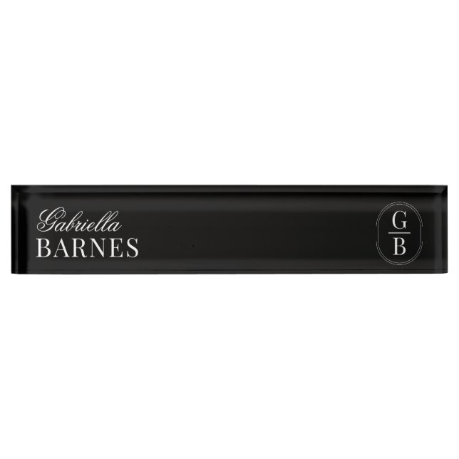 Modern Minimalist Black & White Bold Nameplate (Front)