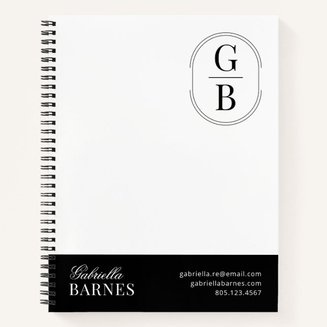 Modern Minimalist Black & White Bold Notebook (Front)