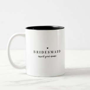 Modern Minimalist Black & White Bridesmaid Wedding Two-Tone Coffee Mug