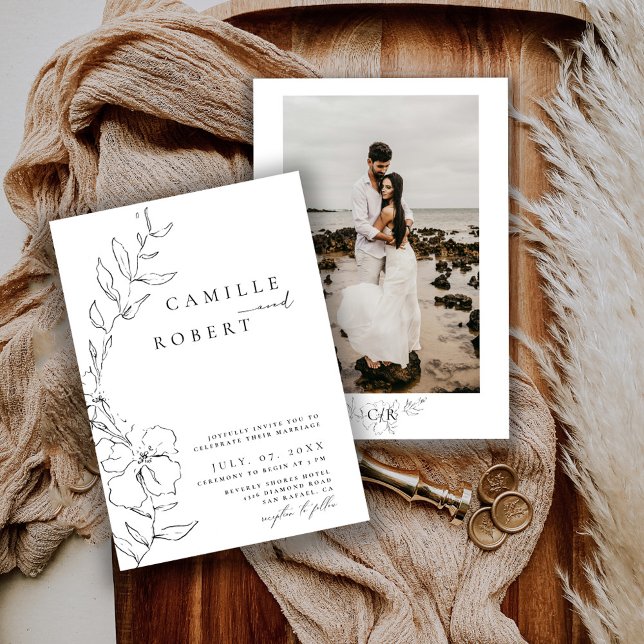 Modern Minimalist Black/White Calligraphy Wedding Invitation (Creator Uploaded)