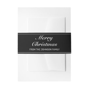 Modern Minimalist Black White Christmas Party Invitation Belly Band