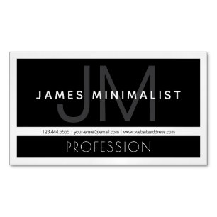 Modern Minimalist Black, White & Dark Grey Magnetic Business Card