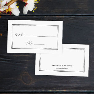 Modern Minimalist Black & White Elegant Wedding Place Card