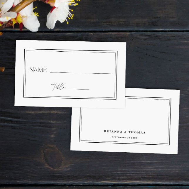 Modern Minimalist Black & White Elegant Wedding Place Card (Creator Uploaded)
