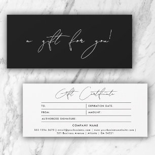 Modern Minimalist Black & White Gift Certificate