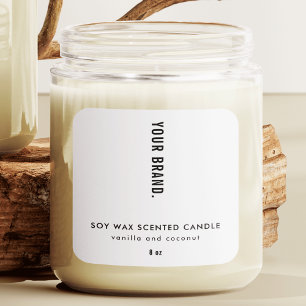 Modern Minimalist Black & White Jar Candle Square Sticker