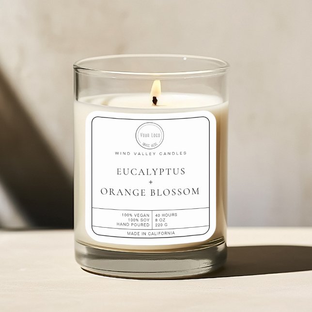 Modern minimalist black white logo candle label (Modern minimalist candle jar label black and white simple with logo)